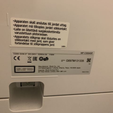 676366-6 Printer / Copier Ricoh MP C3004SP # Scrapped #