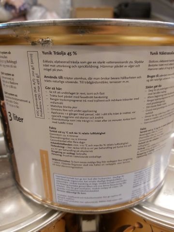 576199-5 5 buckets of 3L with WOOD OIL 45% YUNIK 68425 READY