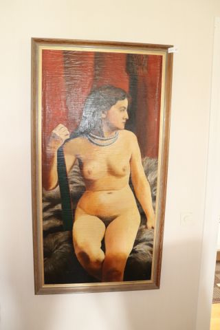 669635-1 Oil painting osign. naked woman, 73x140