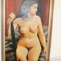 669635-3 Oil painting osign. naked woman, 73x140