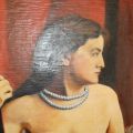 669635-4 Oil painting osign. naked woman, 73x140