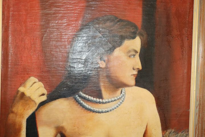 669635-4 Oil painting osign. naked woman, 73x140