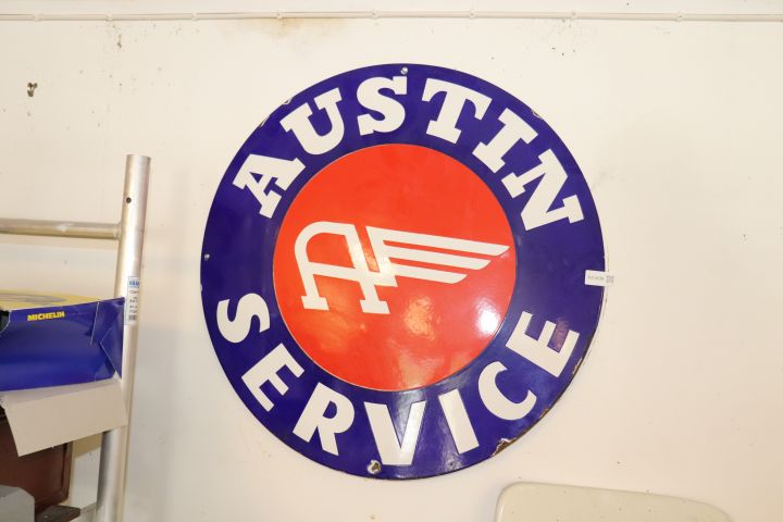 669636-1 Large Enamel sign Austin service original