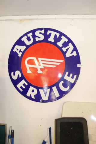 669636-2 Large Enamel sign Austin service original