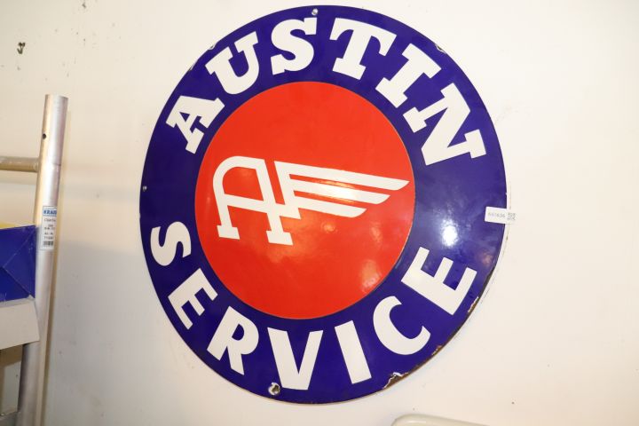 669636-3 Large Enamel sign Austin service original