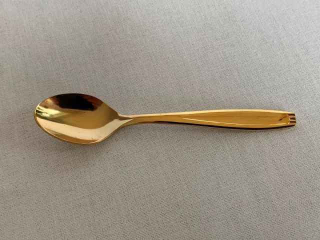632933-2 Four coffee spoons 23 carat gold plated