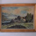 632959-1 Oil painting on canvas, Arthur Larsen 1952 "Takke i Fjelle"