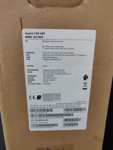 698019-3 All-in-one computer Acer Aspire C24-320 AiO 23.8 "FHD Matt