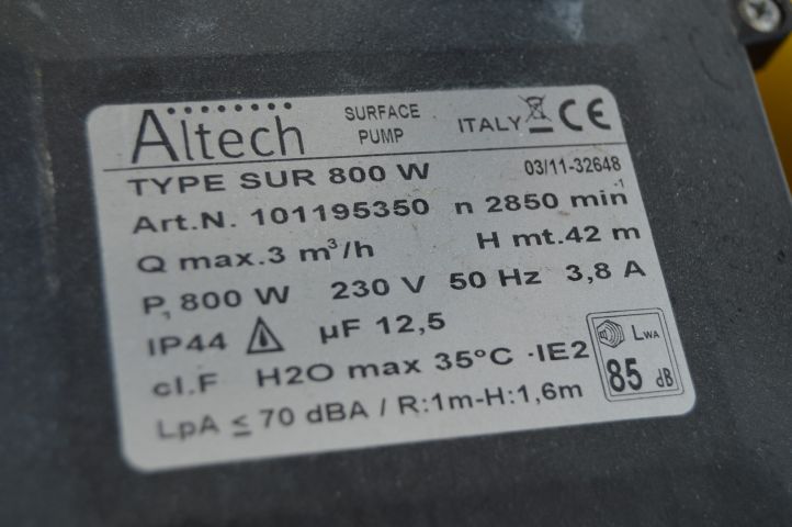 658805-5 Invoiced on 709256 - Sample pressure pump Rems + Water pump