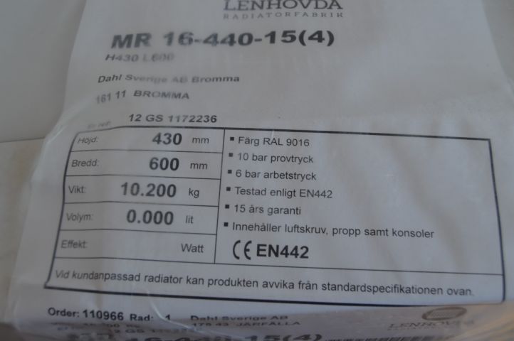 658813-3 Lenhovda radiator "new"