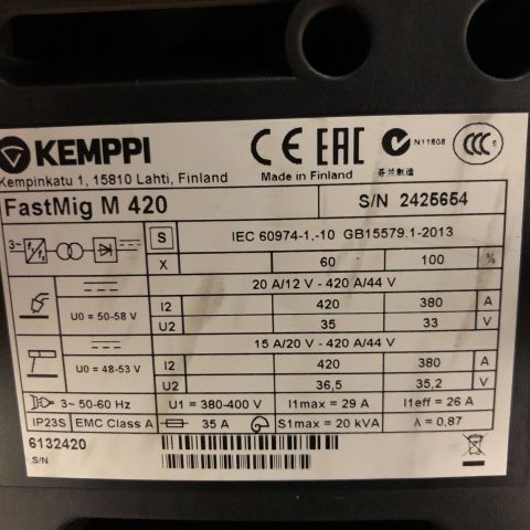 697095-10 Mig welding machine Kemppi FastMig KMS 400 Synergic