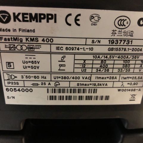 697096-10 Mig welding machine Kemppi FastMig KMS 400 Synergic