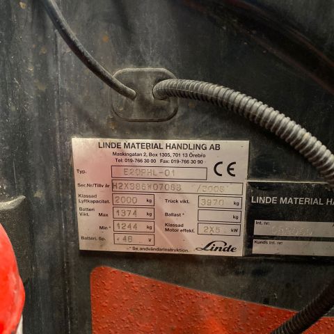 704183-16 Counterbalance truck Linde E20PHL-01 - 2008