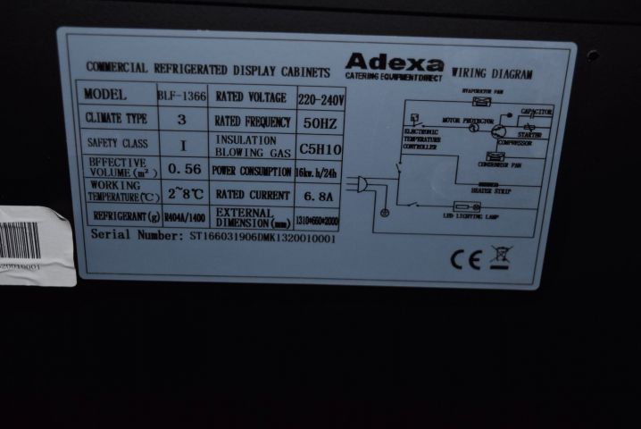 646393-6 Wall cooler Adexa BLF-1366 with night curtain (131x66x200 cm)