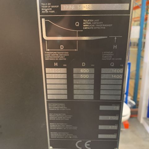 702022-13 Reach truck Atlet 140 DTFVRC 520 UNS -1996 (2364 h)