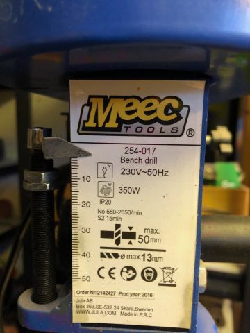 685946-3 Column drill, bench model. Meec Tools