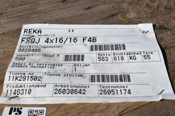 684802-7 Ground cable from Reka - XCMK-HF 4x16 / 16. FXQJ 4x16 / 16