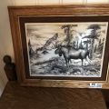 686077-1 Painting with moose motifs by the artist Bill Devine