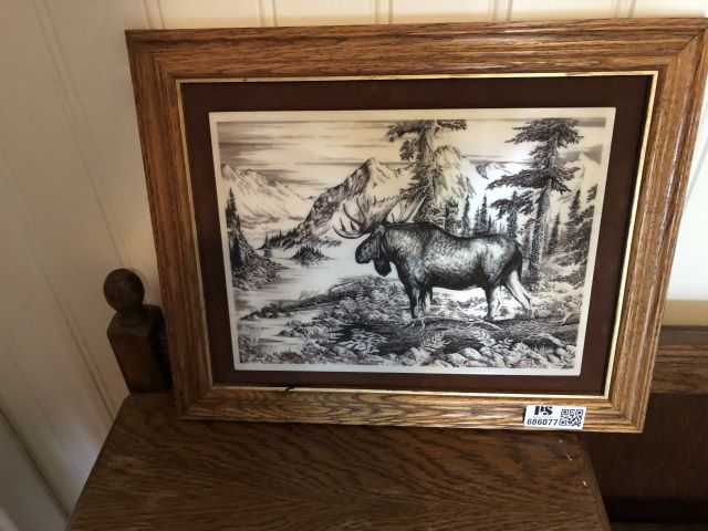 686077-1 Painting with moose motifs by the artist Bill Devine