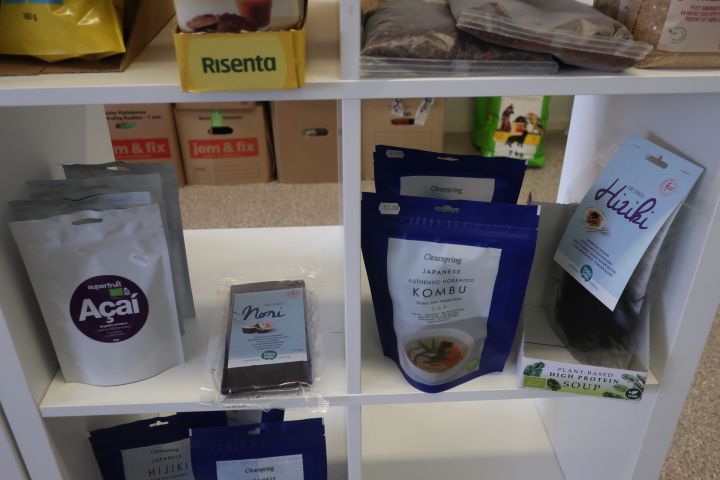 691105-8 Lots of miscellaneous from health food store - Tea, soybeans, spelled flour etc.