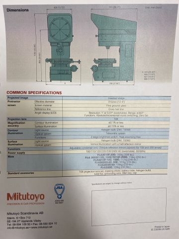 709693-10 Profile projector Mitutoyo PJ-A3000