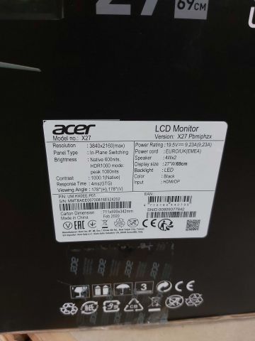 715047-3 Gamingskärm Acer 27" Predator X27P (IPS, 3840x2160, 144Hz)