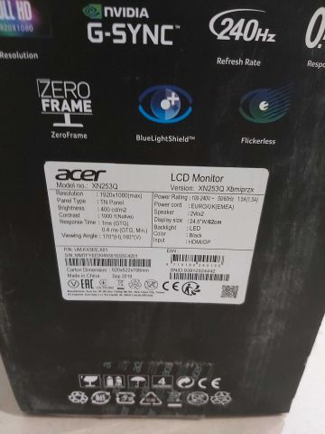 715048-3 Gaming screen Acer 25 "Predator XN253QX (240Hz, G-sync)