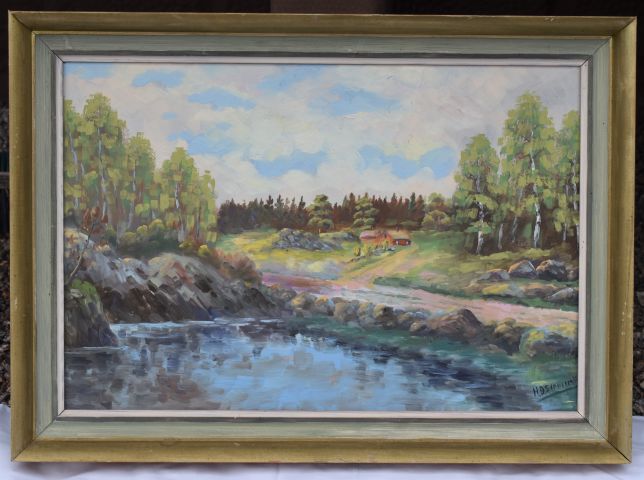 714039-6 3pcs Oil painting - HD Stenström (Not authenticated)