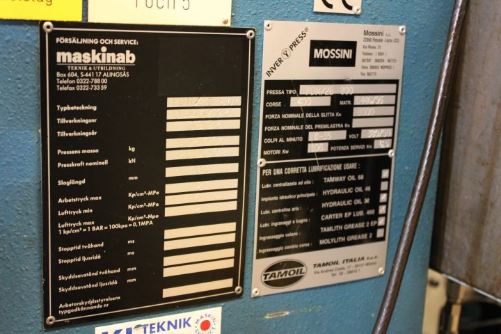 646023-17 Pressline Mossini 800 ton -95