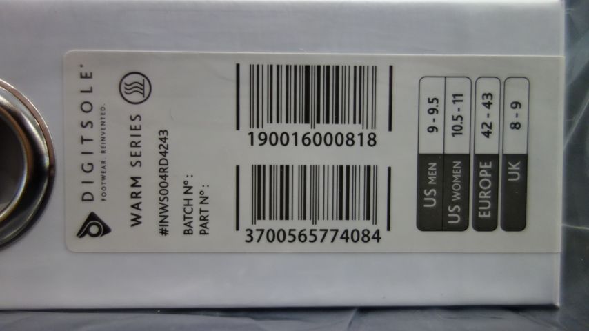 721696-8 Digitsole Warm Series V5 Thermal insoles with Bluetooth, size 42-43 - Free shipping