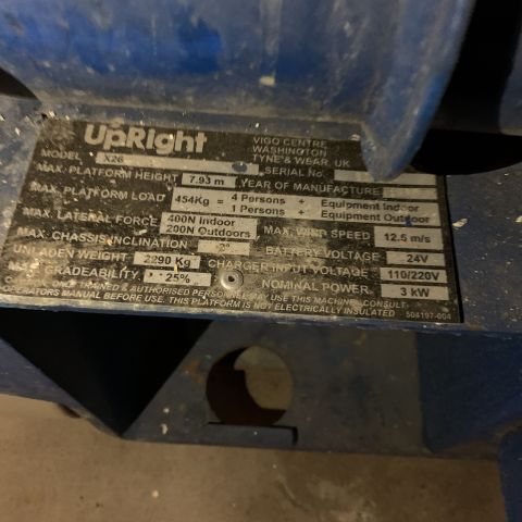 720735-6 Scissor lift Upright Lipac x26 scissor lift 1821.7 hours