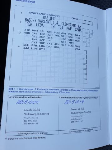 721628-33 Golf Variant 1.4 TGI BlueMotion Gasoline / Methane (JDM267)