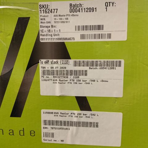 722282-2 High pressure washer AVA Master P70 150 bar / 540 L