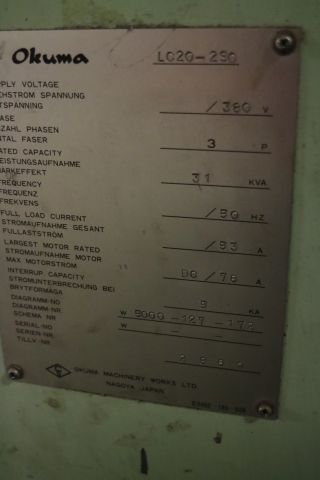 705807-18 CNC Lathe Okuma LC 20 1985