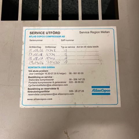 718197-4 Screw compressor Atlas Copco GA5FF - 2000 with pressure tank 250L