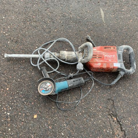 715344-1 Hilti TE 905-AVR hammer and Makita 9565CR angle grinder