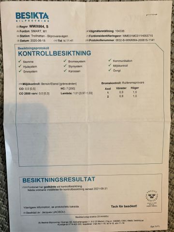 726419-55 Smart Fortwo Cabrio & Pulse - 2001 (WWX664)