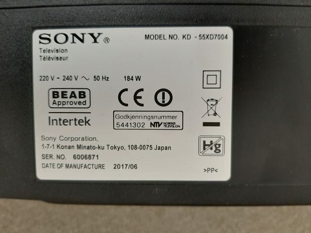 661985-7 TV / Monitor - Sony KD55XD7004 55 "