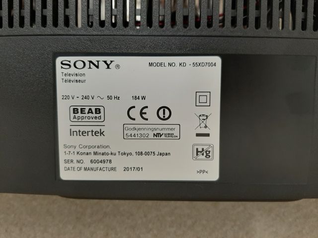 661990-5 TV / Monitor - Sony KD55XD7004 55 "
