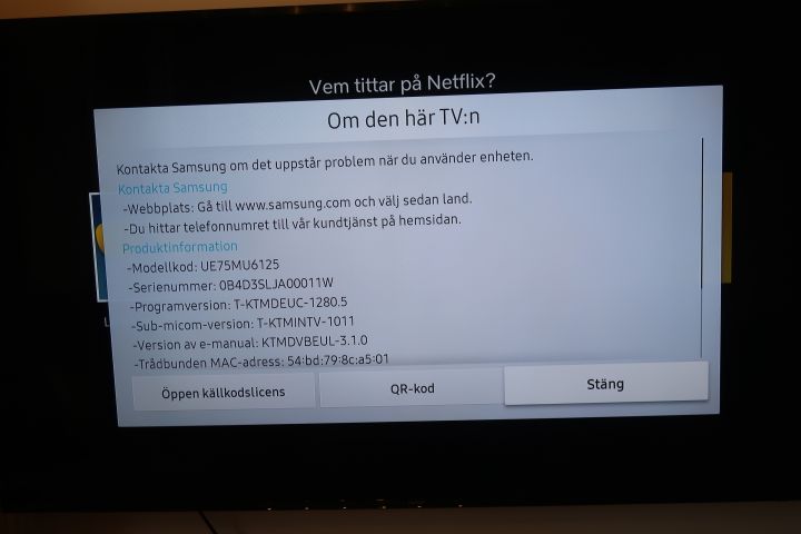 718222-8 UHD TV, Samsung 75"