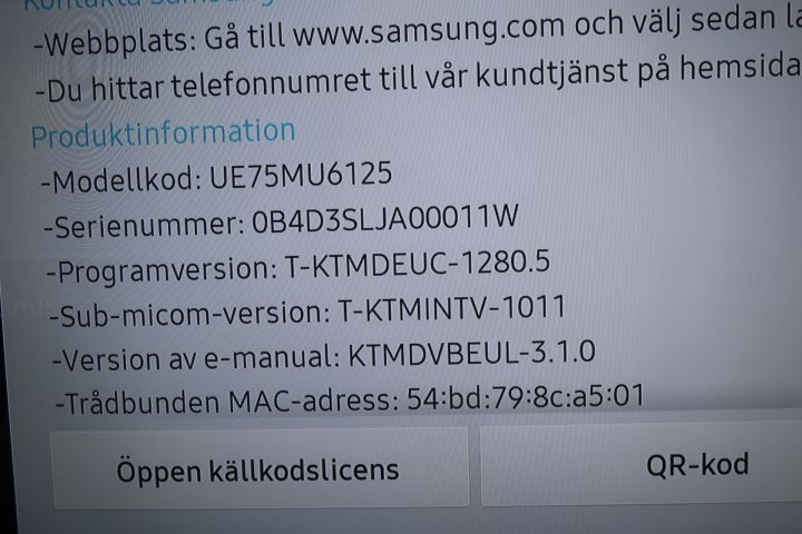 718222-9 UHD TV, Samsung 75"