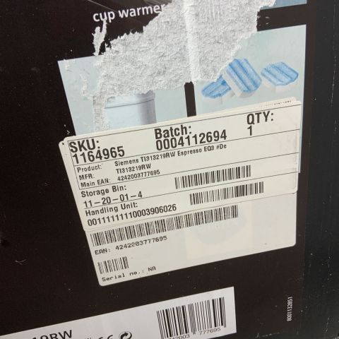 729306-3 Espresso machine Siemens TI313219RW EQ3