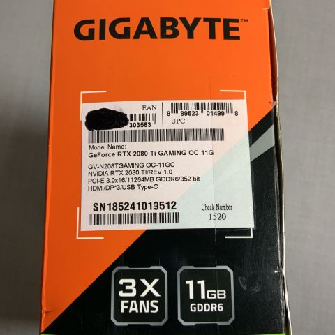 729670-3 Graphics Card Gigabyte GeForce RTX 2080 Ti GAMING OC 11G