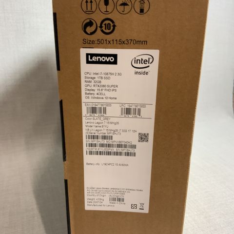 728929-3 Gaming Laptop Lenovo Legion 7i 15IMHg05 (i7-10875H, 32GB RAM, RTX 2080 Super)