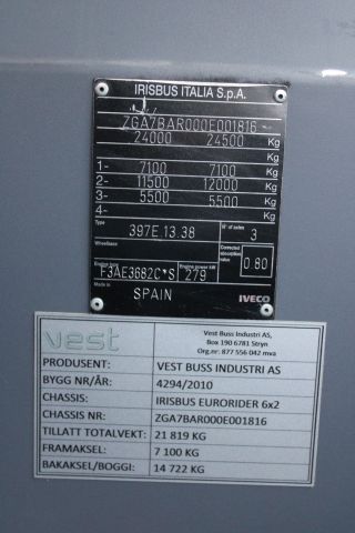 674256-36 Bus Iveco Eurorider Ga2 Vest Well-groomed Euro 5 - 10 (Newly inspected)