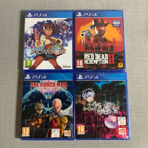 733452-1 Assortment of Playstation Games (Indivisible, RDR2, One Punch Man, Tokyo Ghoul)