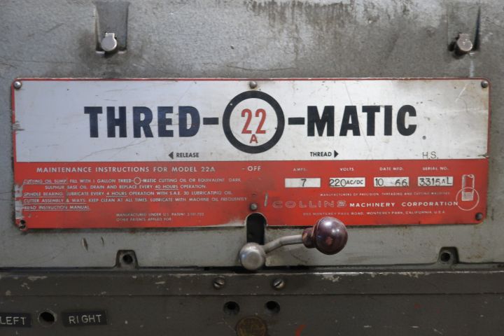 718447-7 Rothenberger Collins 22A Thread-O-Matic