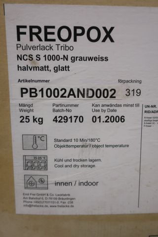 718624-6 10 stools of powder coating paints, i.a. Jotun, Teknos, DuPont et al.