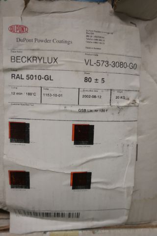 718624-20 10 stools of powder coating paints, i.a. Jotun, Teknos, DuPont et al.