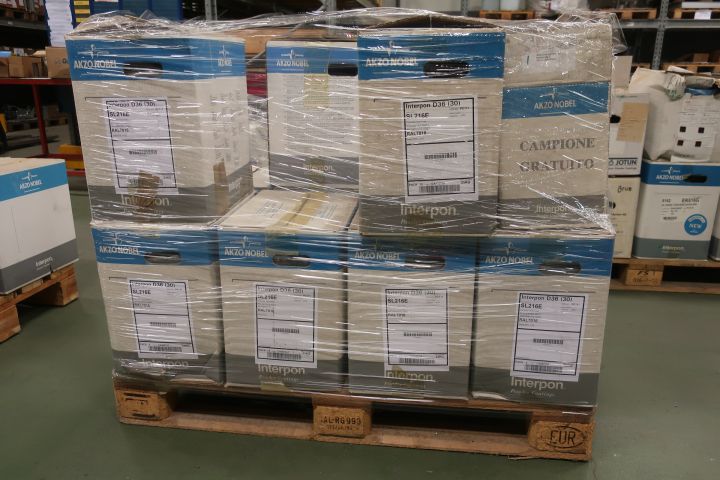 718624-41 10 stools of powder coating paints, i.a. Jotun, Teknos, DuPont et al.